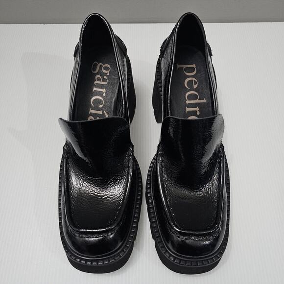 NEW Pedro Garcia Zavanna Loafer Platform Heel Slip On Black Patent Leather EU 40 - Picture 5 of 14